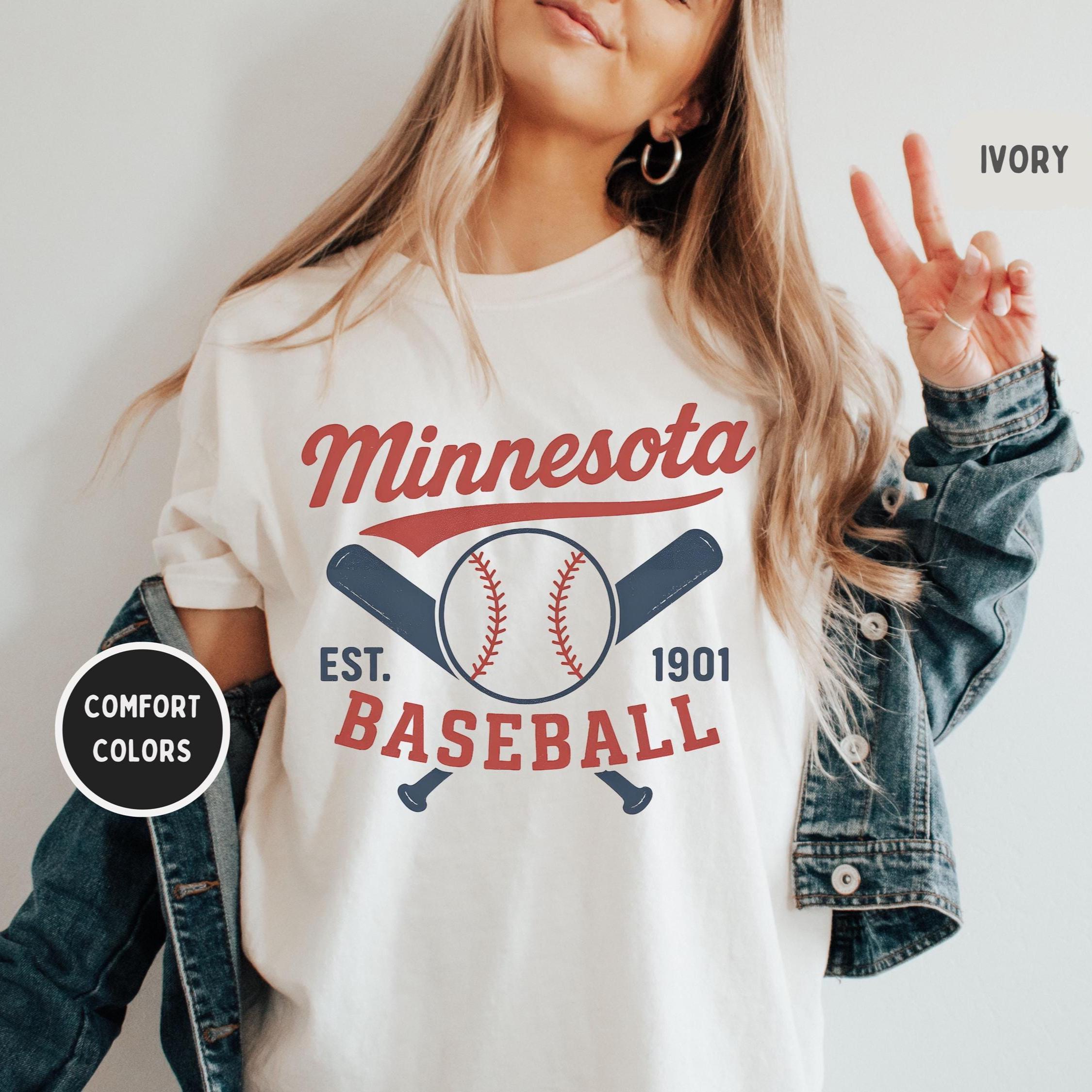 Retro Minnesota Baseball T-shirt, Vintage Comfort Colors Tee, Unisex Garment-Dyed Shirt, Baseball Fan Gift,  Twin City Sports Apparel