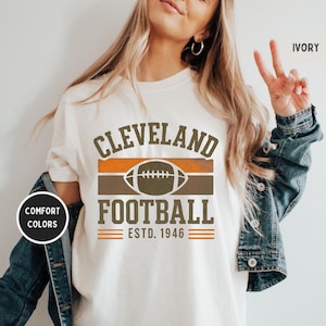 Vintage Cleveland Football Comfort Colors Shirt - Unisex Tee, Cleveland Team T-shirt, Distressed Sports Apparel Football Fan gift,