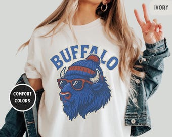 Camiseta retro teñida de Buffalo Football, estilo vintage, unisex, ideal para fanáticos del deporte, colores cómodos, ideal como regalo.