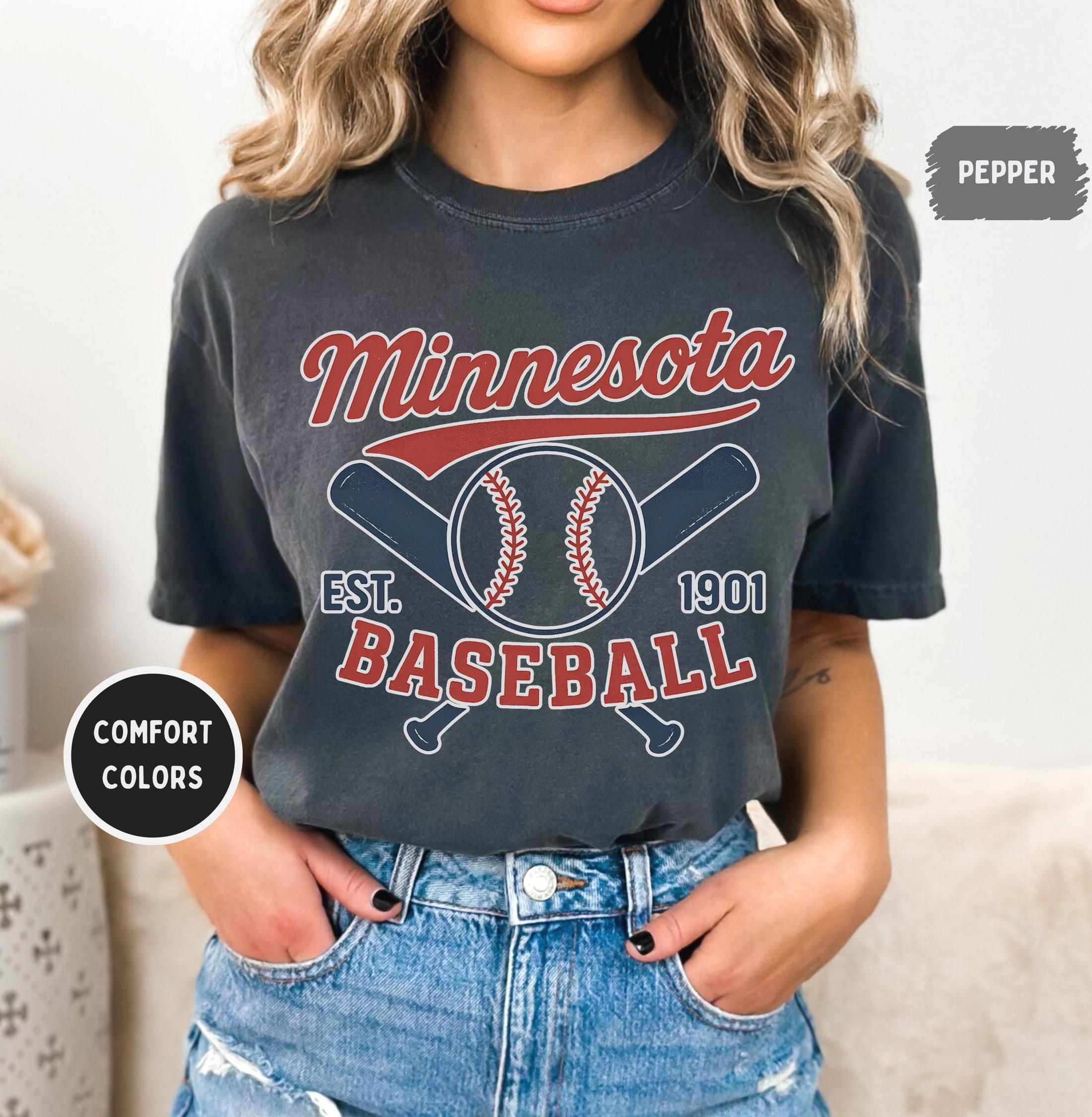 Retro Minnesota Baseball T-shirt, Vintage Comfort Colors Tee, Unisex Garment-Dyed Shirt, Baseball Fan Gift,  Twin City Sports Apparel
