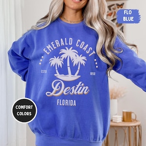 Vintage Destin Florida Garment-Dyed Sweatshirt, Unisex Cozy Beach Jumper, Retro Style Beachwear, Travel Souvenir Gift, Comfort Colors