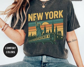 Vintage New York Comfort Colors T-shirt, Retro NYC Tee, Unisex Garment-Dyed Shirt, Distressed City Graphic Top, Hipster Urban Apparel