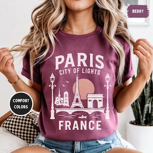 Paris France Comfort Colors T-shirt, French Flag Tee, Eiffel Tower Shirt, Travel Lover Gift, Parisian Souvenir Top