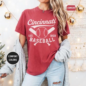 Vintage Cincinnati Baseball Unisex T-shirt, Comfort Colors Shirt for Baseball Fans, Retro Cincy Tee, Distressed Reds Shirt, Sports Fan Gift