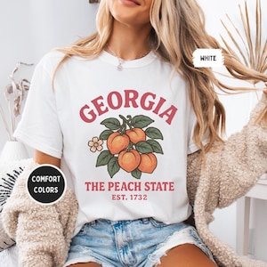 Georgia Peach State Comfort Color T-shirt, Southern Summer Tee, Sweet Georgia Peach Shirt, Cozy Southern Apparel, Peach Lover Gift