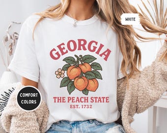 Georgia Peach State Comfort Color T-shirt, Southern Summer Tee, Sweet Georgia Peach Shirt, Cozy Southern Apparel, Peach Lover Gift