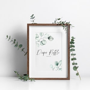BABY SHOWER DIAPER Raffle Sign, Printable Sign, Instant Download, Baby Shower Printable, Digital Download, Eucalyptus - Taylor 20274315