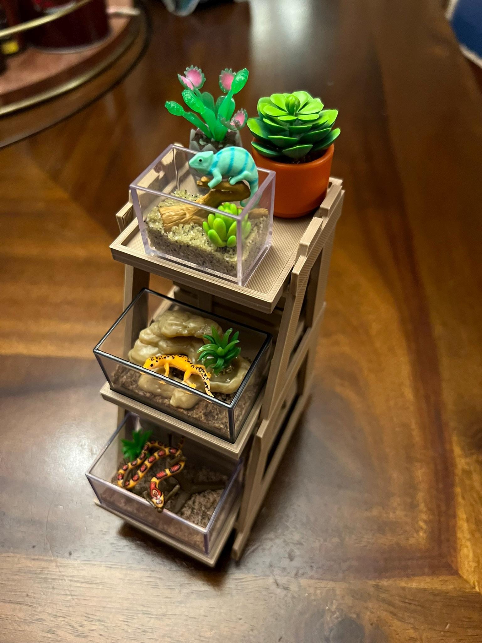 Miniature Animal Display Shelves, 1:6 Scale Dual-tone Wood PLA, 3 ...
