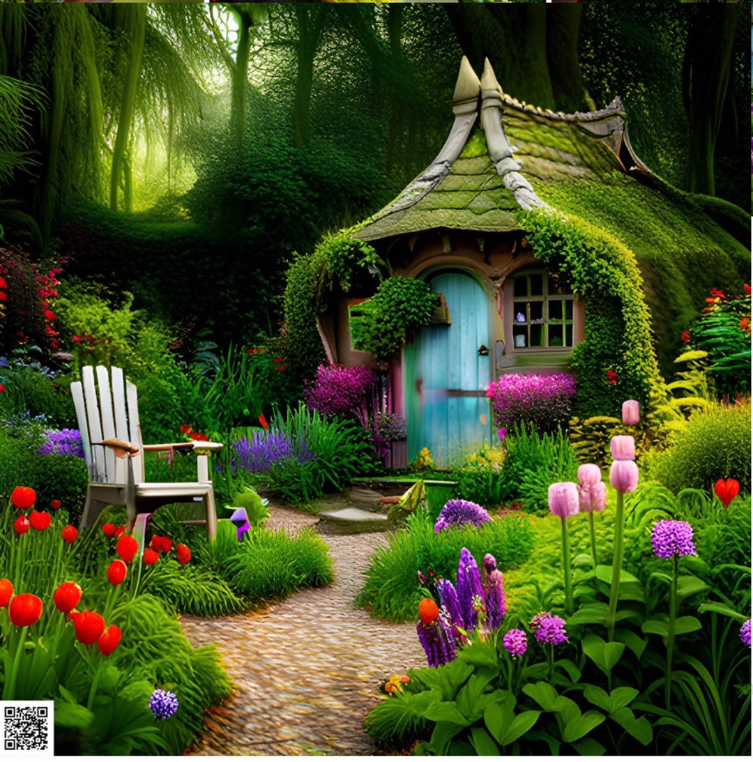 Cottage Series. Summer Old English Cottage Garden, Rich