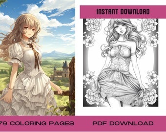 Anime Coloring Book: 79 Manga Fantasy Designs for All Ages (PDF Download)