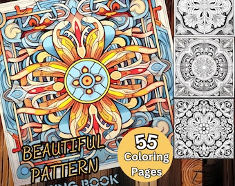 Pattern Coloring Book | 55 Printable Pages, Relaxing Art (PDF Download)
