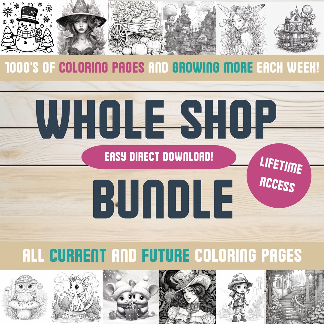 Coloring Pages Whole Shop Bundle Adults Coloring Book Bundle Grayscale ...