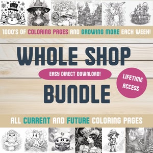 Coloring Pages Whole Shop Bundle Adults Coloring Book Bundle Grayscale Coloring Books