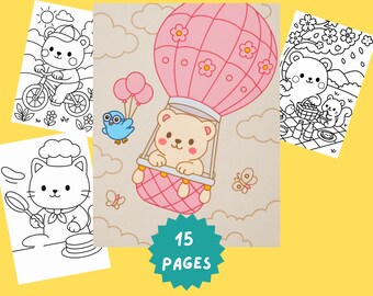Cute Animal Coloring Pages for Kids & Adults – Easy Line Art (PDF)