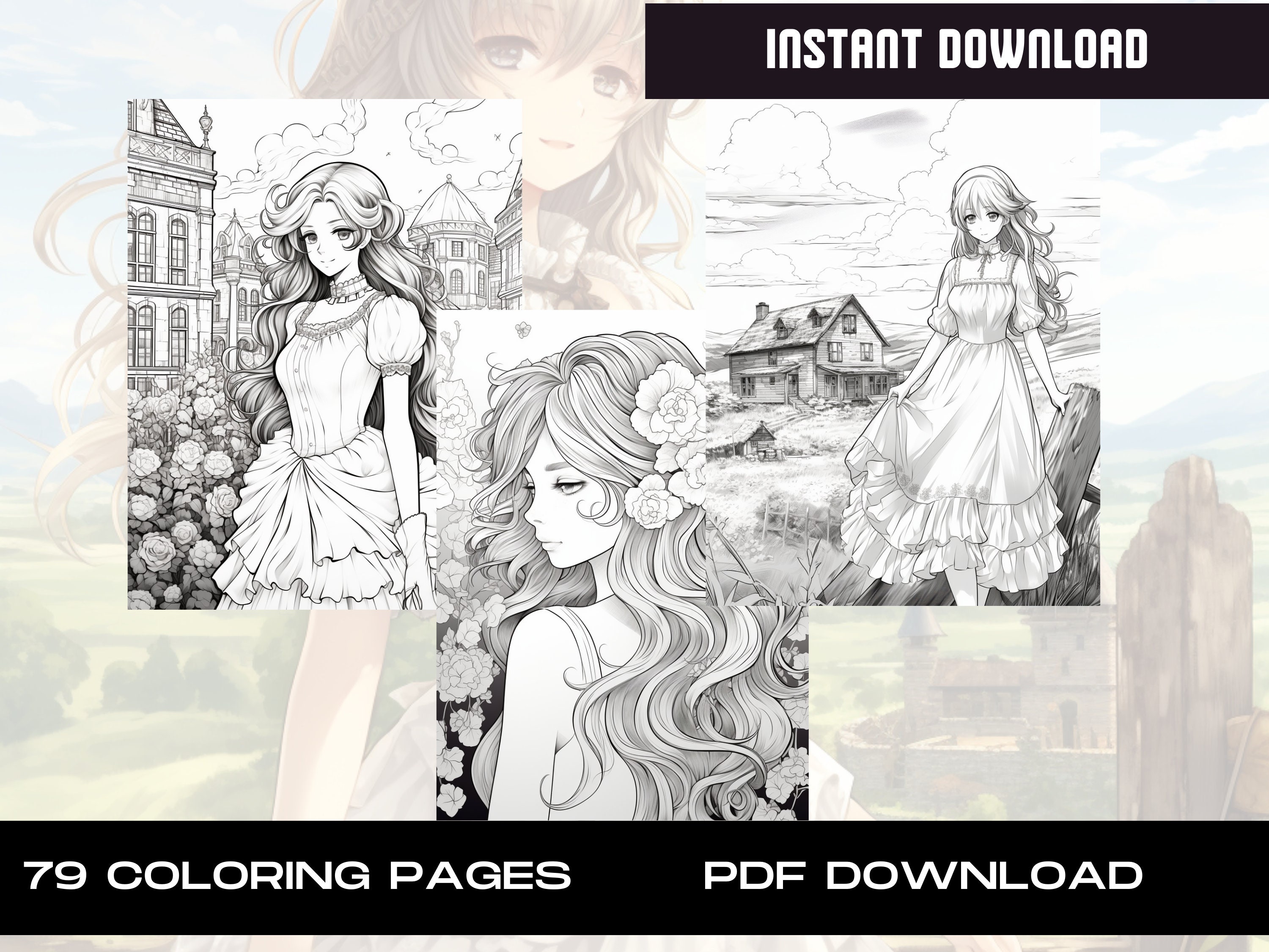 Anime Coloring Book: 79 Manga Fantasy Designs for All Ages (PDF ...