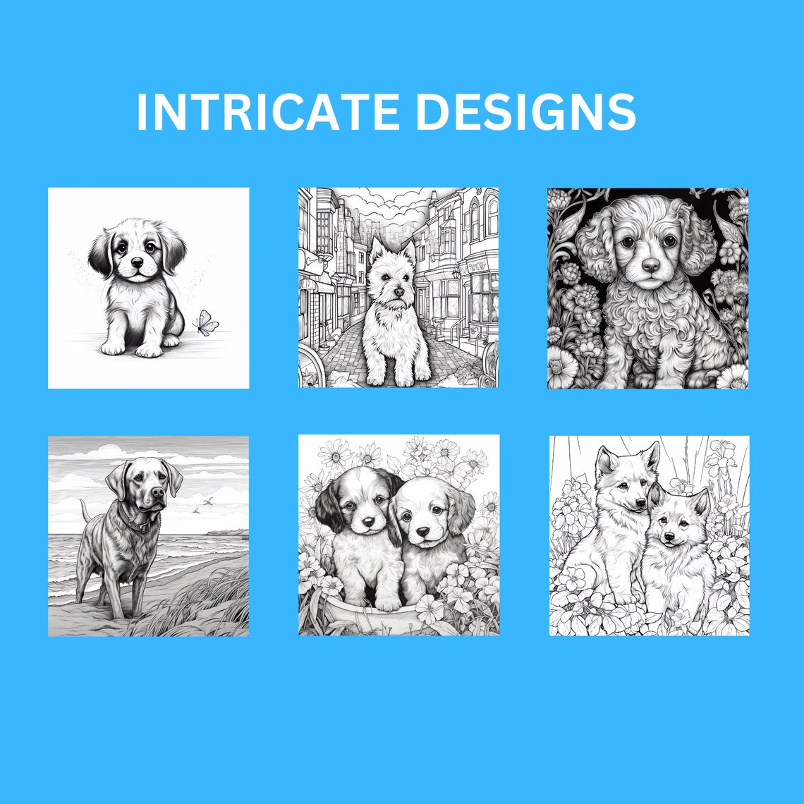 50 Dog Coloring Pages | Printable Coloring Book | Coloring Pages for