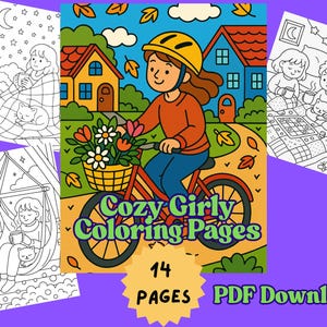 Cozy Girly Coloring Pages | 14 Printable Coloring Pages | Cozy Season Coloring | Cute Girl Coloring | Kawaii Color Page | INSTANT DOWNLOAD