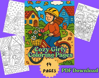 Cute Kawaii Girl Coloring Pages | Cozy Season, Relaxing (INSTANT DOWNLOAD)