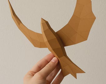 Kit DIY de Pássaro de Origami 3D: Escultura de Papel Low Poly (Modelo PDF)