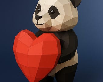Escultura de papel de panda: quebra-cabeça 3D, artesanato Low Poly DIY (modelo PDF para impressão)