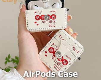 AirPods Pro/1/2/3 Case - 2 in 1 Leather Silicone - Unique Characters - Protective Cover with Wrist Strap