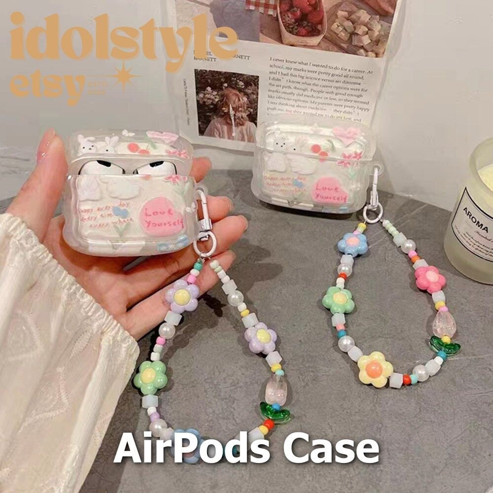 Case For Airpods Pro 2 Cute Jelly Cartoon Clear Earphone Case For Airpods 3  2 1 Lovely Beaded Bracelet Headphone Cover Soft Capa