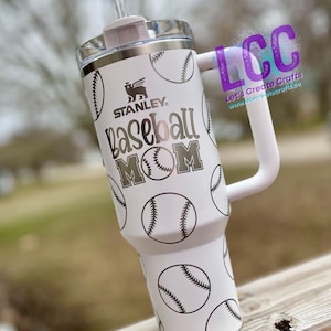 Engraved Stanley 40oz Quencher, Baseball Mom Tumbler with Handle