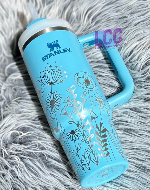 Mini Floral Stanley Quenchers 2.0 Peony Floral Full Wrap Engraved