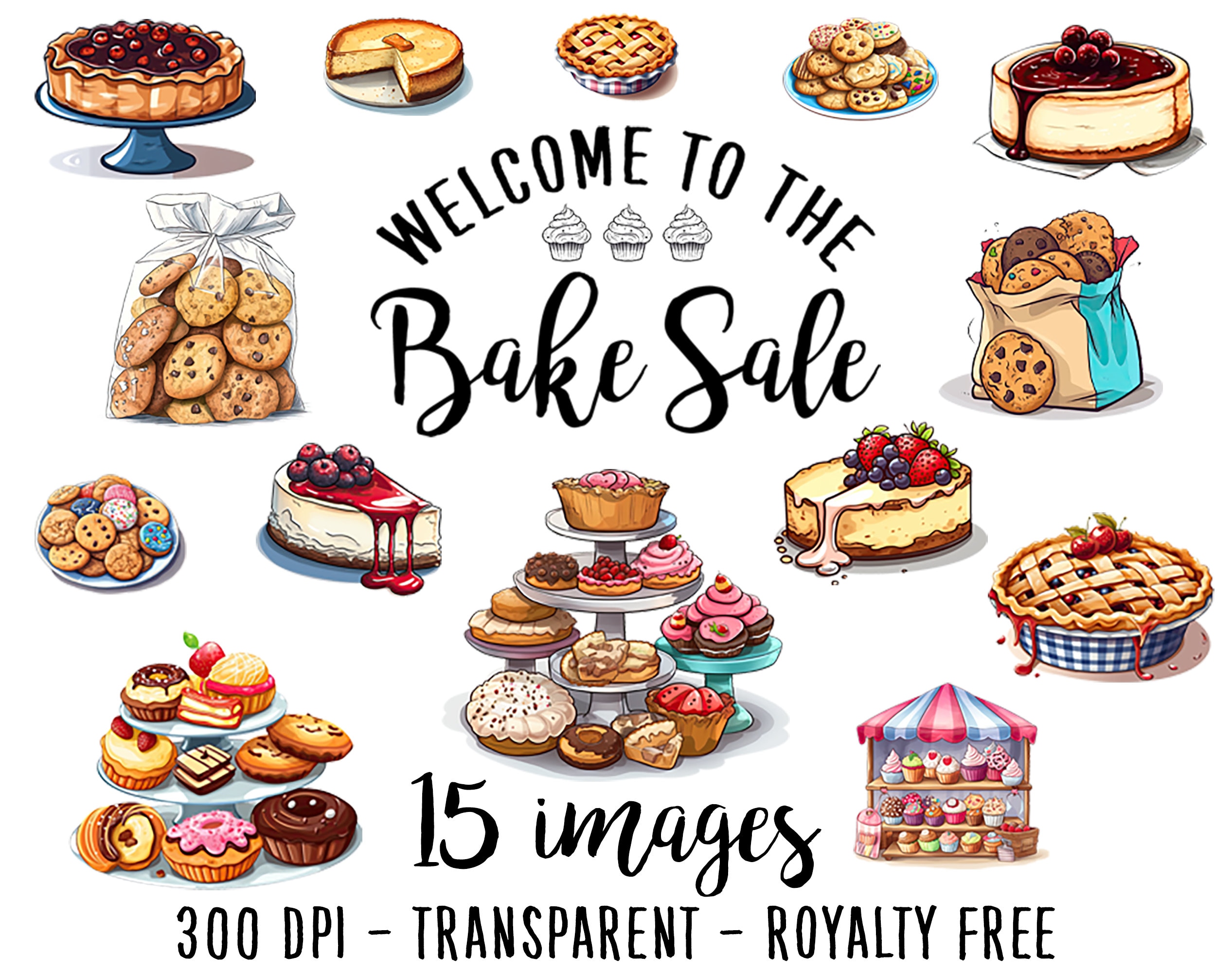 Bake Sale clipart! 300dpi, royalty free, PNG &amp; SVG, transparent backgrounds