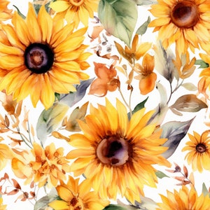 Sunflower Pack - Digital design - digital print watercolor style pattern