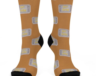 Step into the Chaos, Shit Show Ticket Stub Socks - Anesthesia Edition for Hospital Pros, Cushioned Crew Socks