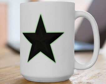 Glow Up Your Morning: The Star Mug That Shines in Every Shade, Ceramic Mug, (15oz), left wing, right wing