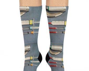 Medical Marvels: Laryngoscope Blade and Syringe Socks, Cushioned Crew Socks, Propofol, Anesthesia Gift, Intubate, Mac Blade