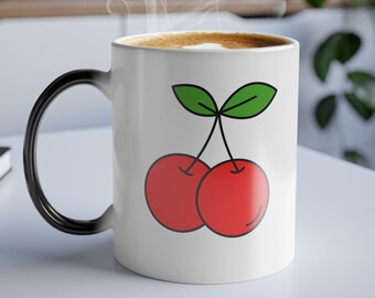 Cheeky Cherry Magic: Color-Changing Mug, Color Morphing Mug, 11oz