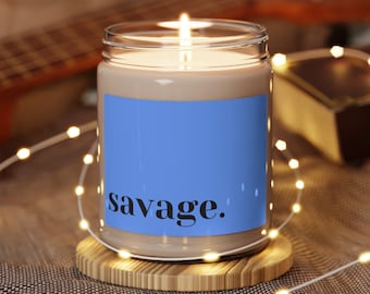 Scented Soy Candle, 9oz, Blue Serenity Candle: Unleashing Tranquil Strength with a Subtle Savage Touch