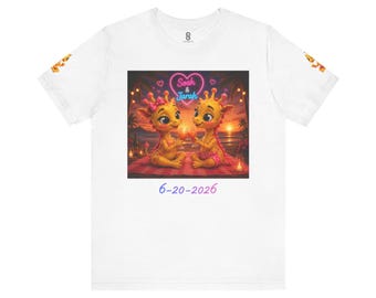 Cute Cartoon Giraffes Holding Candle T-Shirt | Personalized Date & Name