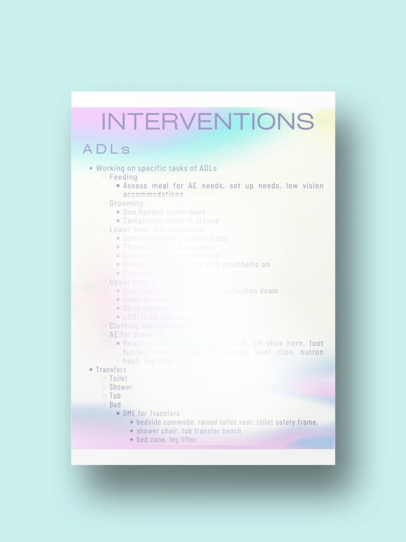 Occupational Therapy Interventions for Level II Fieldwork / OT ...
