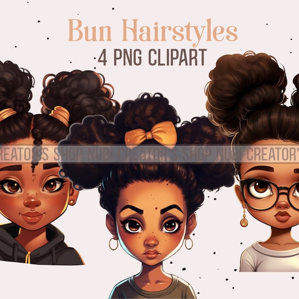 Bun Hairstyle Clipart, Black Clipart, Black Girl Clipart