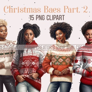 Christmas Clipart, Christmas Sweater Clipart, Black Clipart, Black Girl Magic