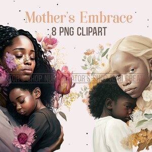 Mother&#39;s Day Clipart, Mother Clipart, Black Clipart, Black Girl Clipart,