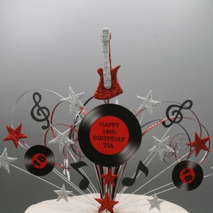 Guitar Musical Cake Topper Cake Decoration Cake Spray Birthday Starburst Personalised 18th 21st 30th 40th 50th 60th 70th Any Colours 007