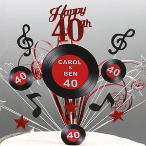 Music Musical Vinyl Cake Topper Cake Decoration Cake Spray Birthday Starburst 18th 21st 30th 40th 50th 60th 70th 80th Any age Any Colour 001