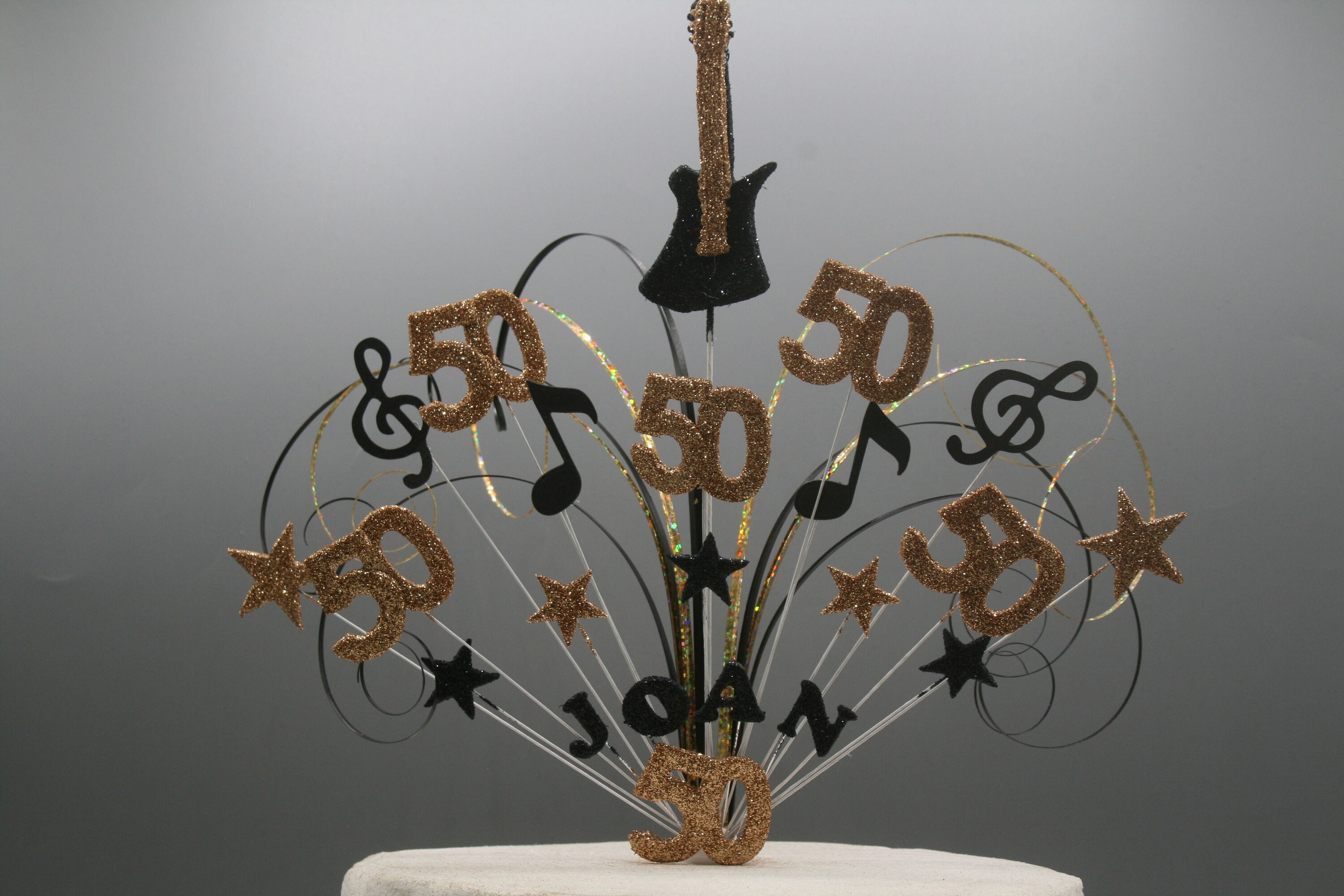 thumbnail image 2 of Personalised ANY THEME Cake Topper - Custom Name, Age, Colors, Glitter Or Non-Glitter, 8 Inch Span 2 of 4