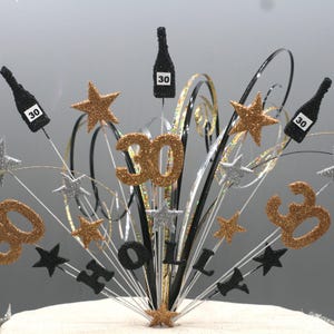 Champagne Cake Topper Cake Decoration Cake Spray Birthday Starburst Personalised 18th 21st 30th 40th 50th 60th 70th Any age Any Colour 003