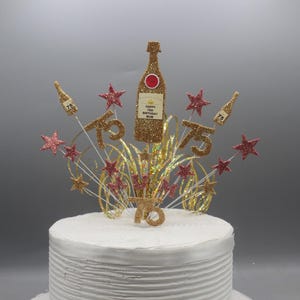 Champagne Cake Topper Cake Decoration Cake Spray Birthday Starburst Personalised 18th 21st 30th 40th 50th 60th 70th Any age Any Colour 001