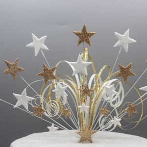 Cake Topper Cake Decoration Cake Spray Stars On Wires  Birthday Anniversary Star Burst 18th 21st 30th 40th 50th 60th Any age Any Colours 001