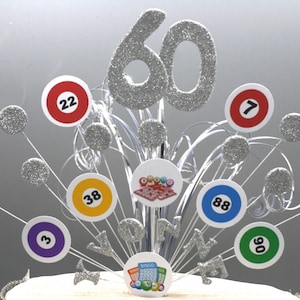 Bingo Cake Topper Kuchendekoration Kuchenspray Geburtstag Starburst Personalisiert 18.21.30.40.50.60.70 Jedes Alter Jeder Farbe 002