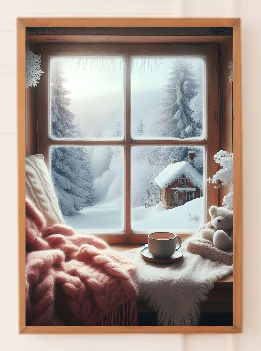 Window View of Winter Wonderland PNG Files Cozy Winter Scene Clipart ...