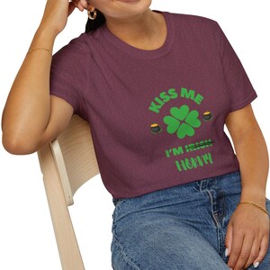 St. Patrick&#39;s Day Humor T-Shirt, Kiss Me I&#39;m Horny Shirt, Unisex Funny Tee, Holiday Gift, Party Attire.