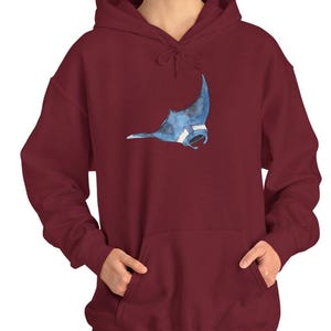 Sting Ray Manta Ray Sea Creature Ocean Water Color Hoodie, Underwater Animal Lover Gift, Beach Theme Pullover, Marine Life Sweatshirt,